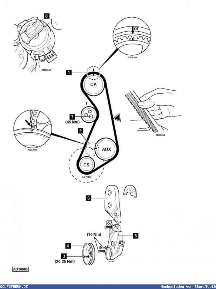 Zahnriemen wechseln beim Golf II Diesel. Designed by I. Kalaschnik 